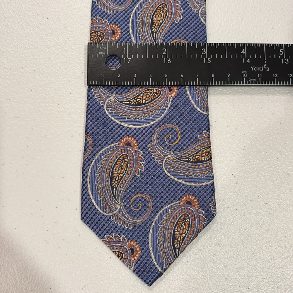 Bruno Piattelli Silk Paisley Blue Men's Tie - Picture 5 of 5
